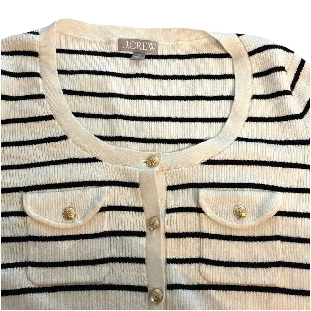 J Crew Sweater Cardigan Women XL Button Up Knit Sweater Tee Merlino Wool Black - Picture 2 of 8